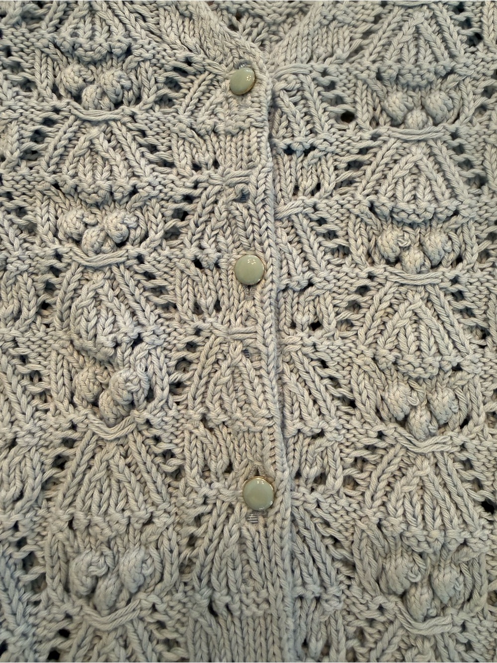 Sezane Pale Blue Crochet Knit Sweater - Picture 5 of 5